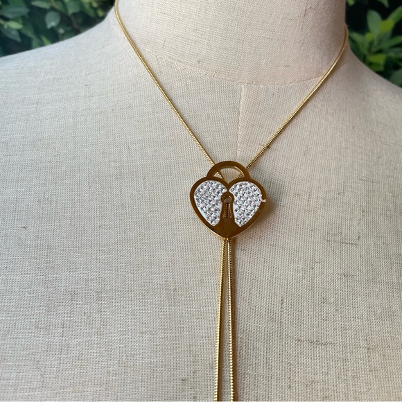 Adjustable Heart Lock Eternity Lariat Necklace - Picture 6 of 6